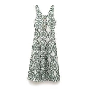 NWOT // Zara - Tie Front Perforated Knotted Embroidered Dress